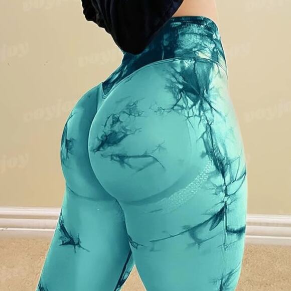 VOYJOY Tie Dye Seamless Leggings High Waist Scrunch Butt Lifting size large NWOT - Picture 3 of 5